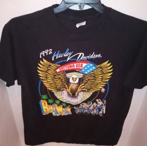 VINTAGE ROBISON HARLEY Daytona Beach Bike Week 1992 Single Stitch MENS LARGE